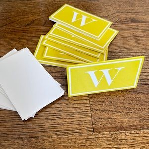 Initial monogram “W” chartreuse mini gift cards set
